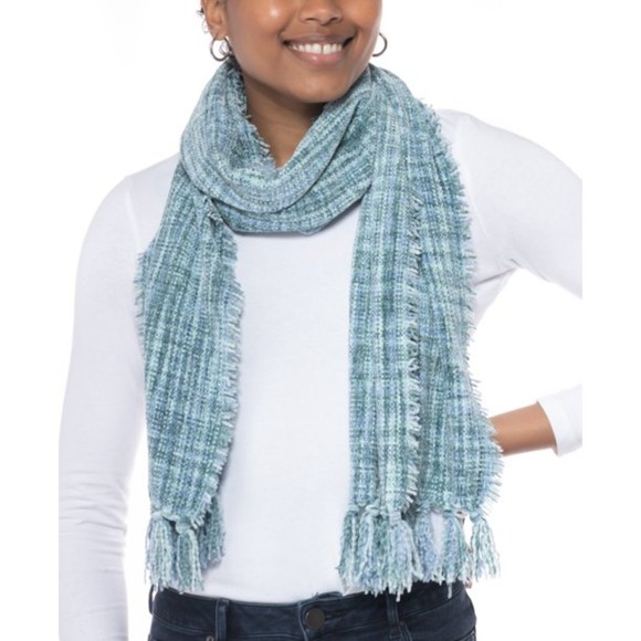 Charter Club NWT Space Dye Chenille Wrap Scarf Fringe Tassles Blue One Size New - Picture 1 of 11